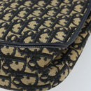 Christian Dior Trotter Canvas Shoulder Bag Navy Gold Auth gh1790-12