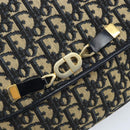 Christian Dior Trotter Canvas Shoulder Bag Navy Gold Auth gh1790-14