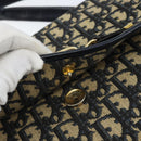Christian Dior Trotter Canvas Shoulder Bag Navy Gold Auth gh1790-15