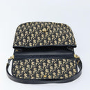 Christian Dior Trotter Canvas Shoulder Bag Navy Gold Auth gh1790-17