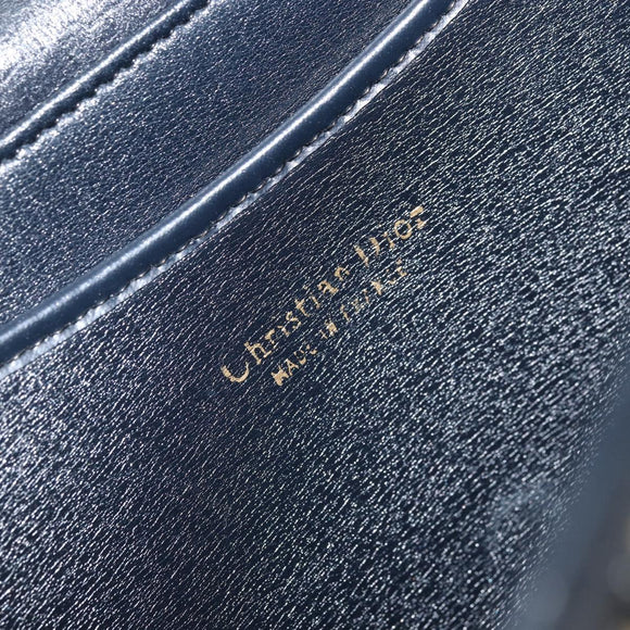 Christian Dior Trotter Canvas Shoulder Bag Navy Gold Auth gh1790