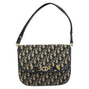 Christian Dior Trotter Canvas Shoulder Bag Navy Gold Auth gh1790-2