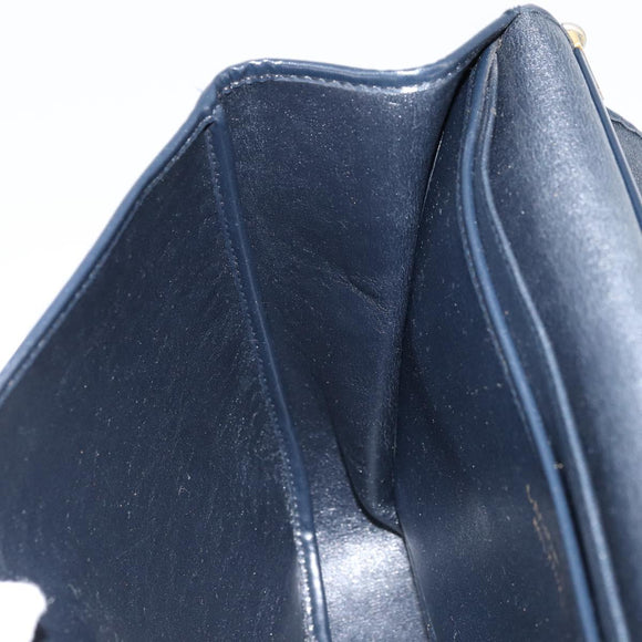 Christian Dior Trotter Canvas Shoulder Bag Navy Gold Auth gh1790