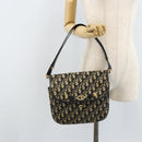 Christian Dior Trotter Canvas Shoulder Bag Navy Gold Auth gh1790-23