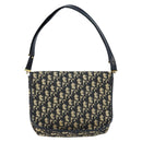 Christian Dior Trotter Canvas Shoulder Bag Navy Gold Auth gh1790-3