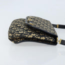 Christian Dior Trotter Canvas Shoulder Bag Navy Gold Auth gh1790-4