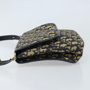 Christian Dior Trotter Canvas Shoulder Bag Navy Gold Auth gh1790-5