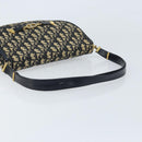 Christian Dior Trotter Canvas Shoulder Bag Navy Gold Auth gh1790-7
