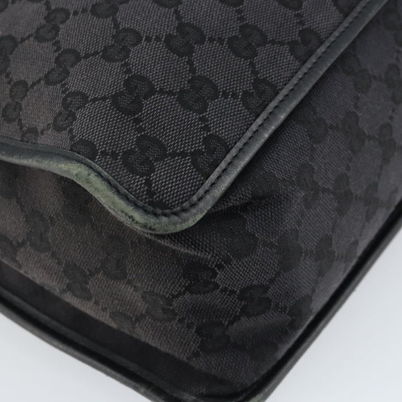 GUCCI GG Canvas Hand Bag Black Gold 000 0854 Auth gh1791