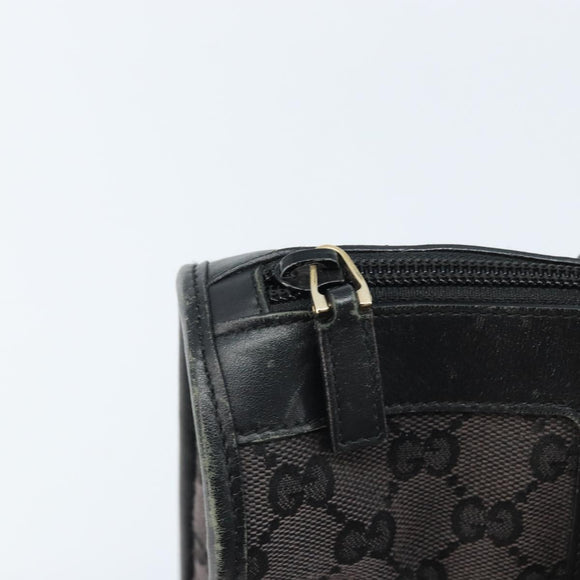 GUCCI GG Canvas Hand Bag Black Gold 000 0854 Auth gh1791