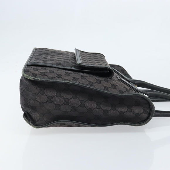 GUCCI GG Canvas Hand Bag Black Gold 000 0854 Auth gh1791