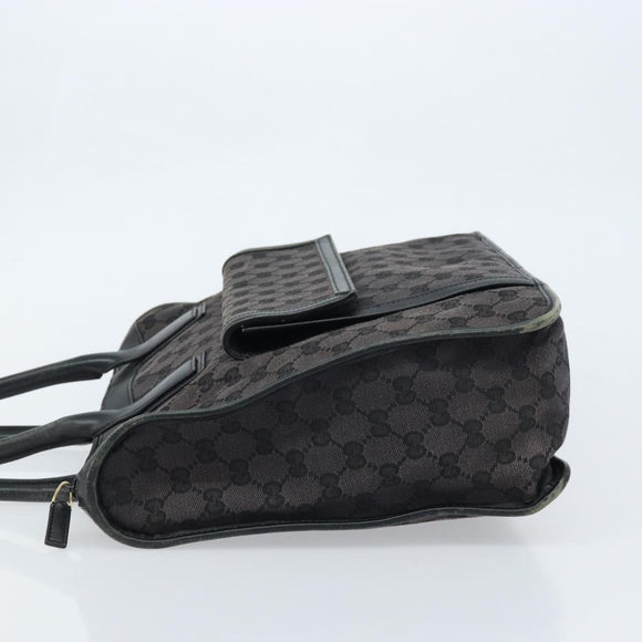 GUCCI GG Canvas Hand Bag Black Gold 000 0854 Auth gh1791