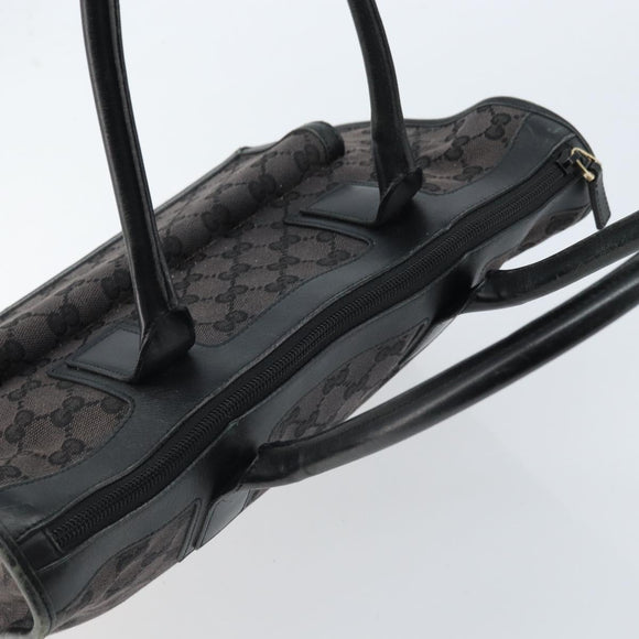 GUCCI GG Canvas Hand Bag Black Gold 000 0854 Auth gh1791
