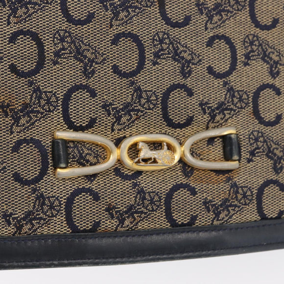 CELINE C Sulky Shoulder Bag Canvas Navy Gold Auth gh1796