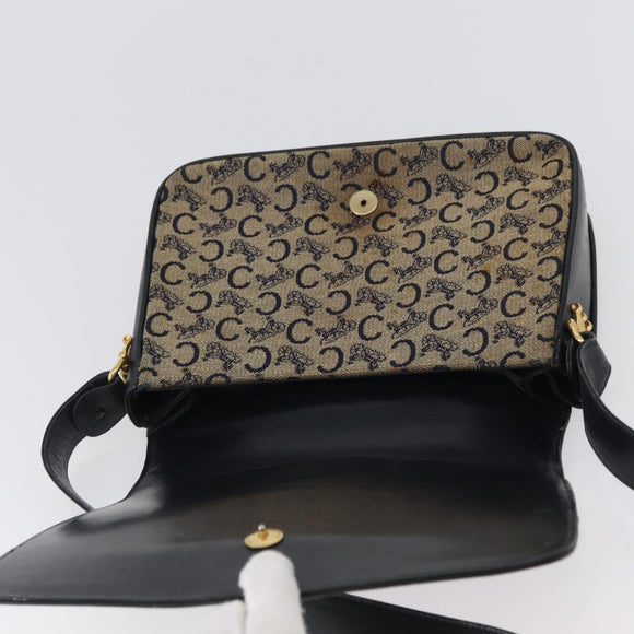 CELINE C Sulky Shoulder Bag Canvas Navy Gold Auth gh1796