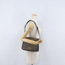 CELINE C Sulky Shoulder Bag Canvas Navy Gold Auth gh1796-24