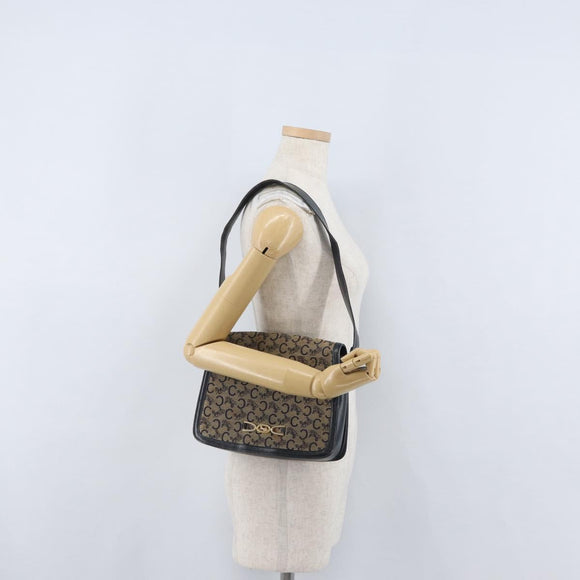 CELINE C Sulky Shoulder Bag Canvas Navy Gold Auth gh1796