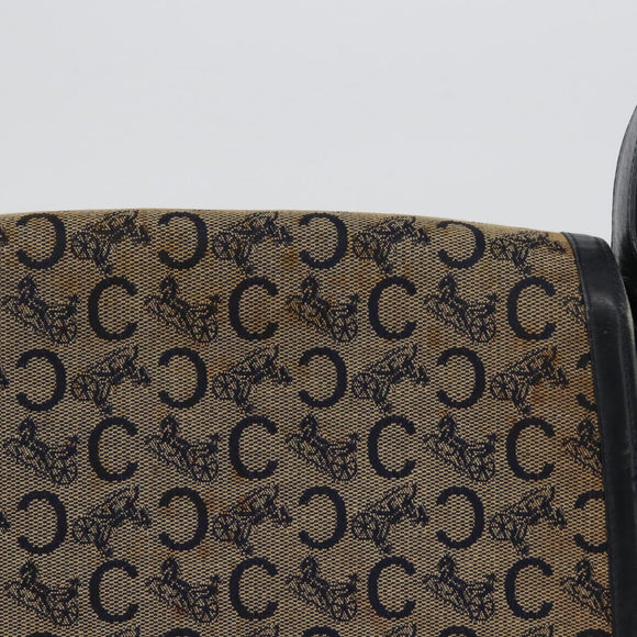 CELINE C Sulky Shoulder Bag Canvas Navy Gold Auth gh1796