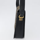 CELINE C Sulky Shoulder Bag Canvas Navy Gold Auth gh1796-5