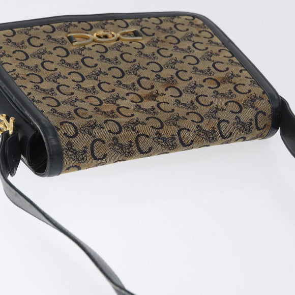 CELINE C Sulky Shoulder Bag Canvas Navy Gold Auth gh1796