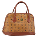 MCM Vicetos Logogram Hand Bag PVC Leather Brown Gold Auth gh1798-1