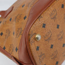 MCM Vicetos Logogram Hand Bag PVC Leather Brown Gold Auth gh1798-16