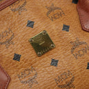 MCM Vicetos Logogram Hand Bag PVC Leather Brown Gold Auth gh1798-12