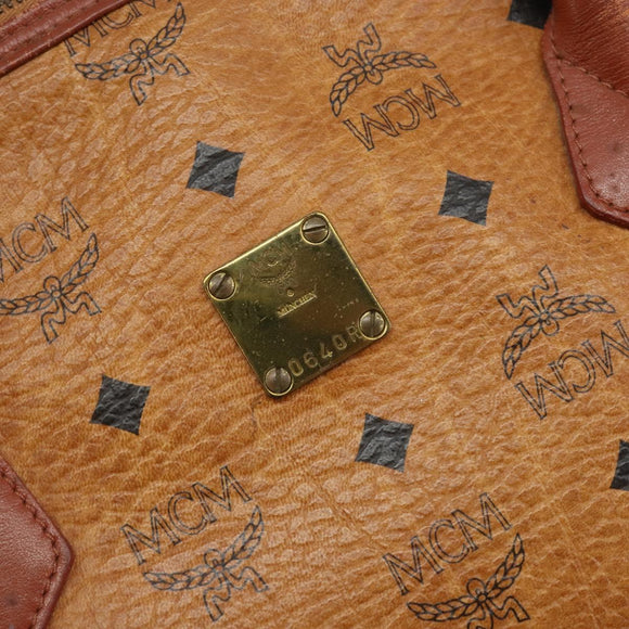 MCM Vicetos Logogram Hand Bag PVC Leather Brown Gold Auth gh1798