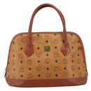 MCM Vicetos Logogram Hand Bag PVC Leather Brown Gold Auth gh1798-13