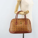 MCM Vicetos Logogram Hand Bag PVC Leather Brown Gold Auth gh1798-21