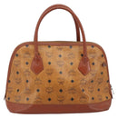 MCM Vicetos Logogram Hand Bag PVC Leather Brown Gold Auth gh1798-2
