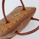 MCM Vicetos Logogram Hand Bag PVC Leather Brown Gold Auth gh1798-6