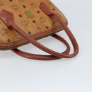 MCM Vicetos Logogram Hand Bag PVC Leather Brown Gold Auth gh1798-7