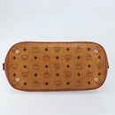 MCM Vicetos Logogram Hand Bag PVC Leather Brown Gold Auth gh1798-5