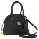 MCM Logogram Vicetos Hand Bag PVC 2way Black Gold Auth gh1799-1