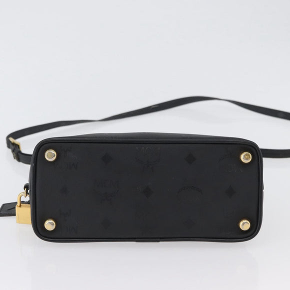 MCM Logogram Vicetos Hand Bag PVC 2way Black Gold Auth gh1799