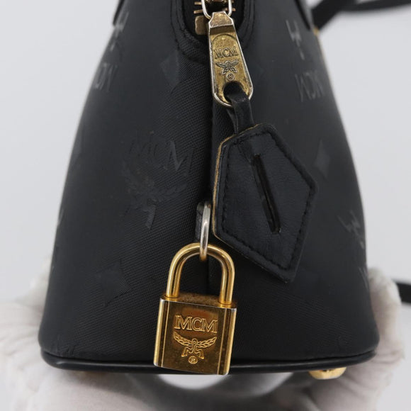 MCM Logogram Vicetos Hand Bag PVC 2way Black Gold Auth gh1799