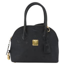MCM Logogram Vicetos Hand Bag PVC 2way Black Gold Auth gh1799-2