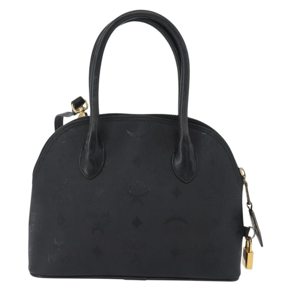 MCM Logogram Vicetos Hand Bag PVC 2way Black Gold Auth gh1799