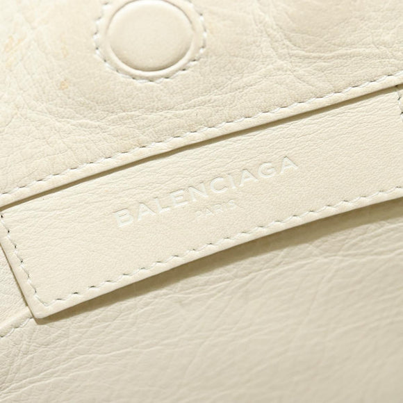 BALENCIAGA Paper mini Hand Bag Leather 2way White Silver 370926 Auth gh180