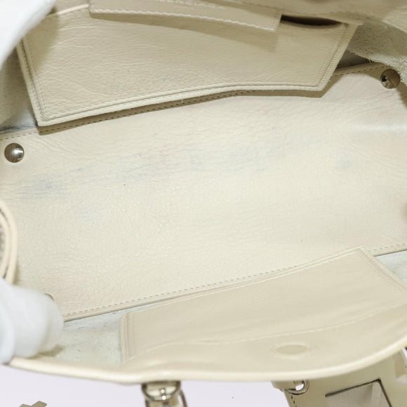 BALENCIAGA Paper mini Hand Bag Leather 2way White Silver 370926 Auth gh180