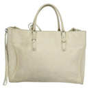 BALENCIAGA Paper mini Hand Bag Leather 2way White Silver 370926 Auth gh180-3