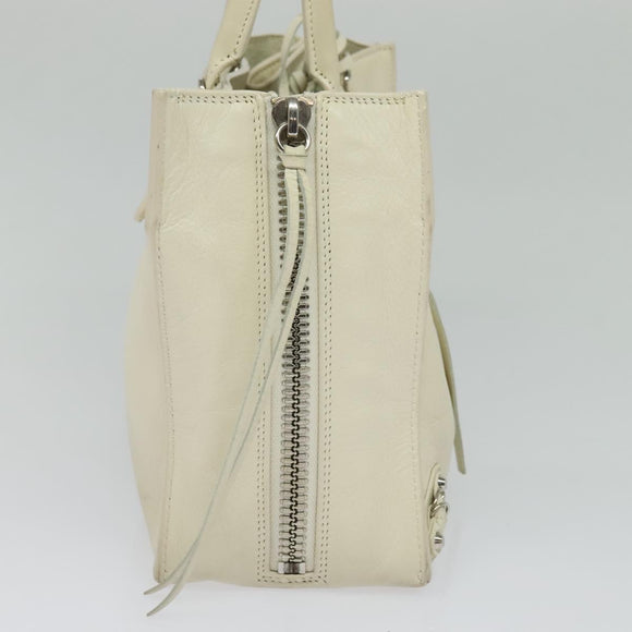 BALENCIAGA Paper mini Hand Bag Leather 2way White Silver 370926 Auth gh180