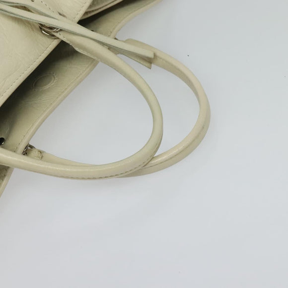 BALENCIAGA Paper mini Hand Bag Leather 2way White Silver 370926 Auth gh180