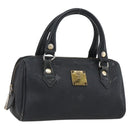 MCM Logogram Vicetos Mini Boston Bag PVC Black Gold Auth gh1800-1