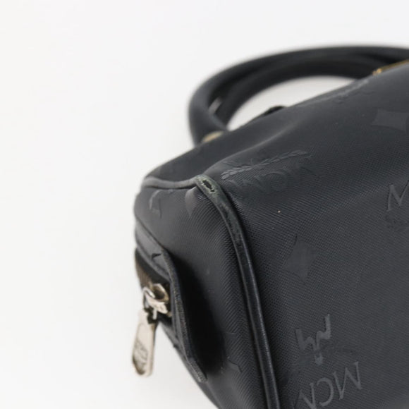 MCM Logogram Vicetos Mini Boston Bag PVC Black Gold Auth gh1800