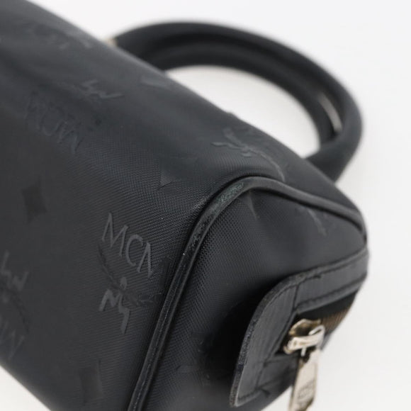 MCM Logogram Vicetos Mini Boston Bag PVC Black Gold Auth gh1800
