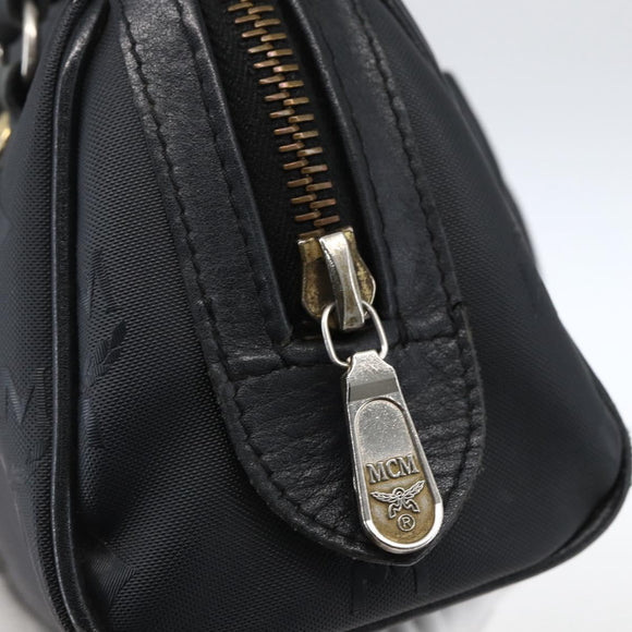 MCM Logogram Vicetos Mini Boston Bag PVC Black Gold Auth gh1800