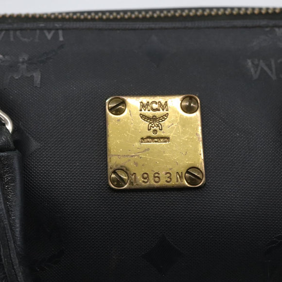 MCM Logogram Vicetos Mini Boston Bag PVC Black Gold Auth gh1800