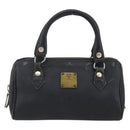 MCM Logogram Vicetos Mini Boston Bag PVC Black Gold Auth gh1800-13